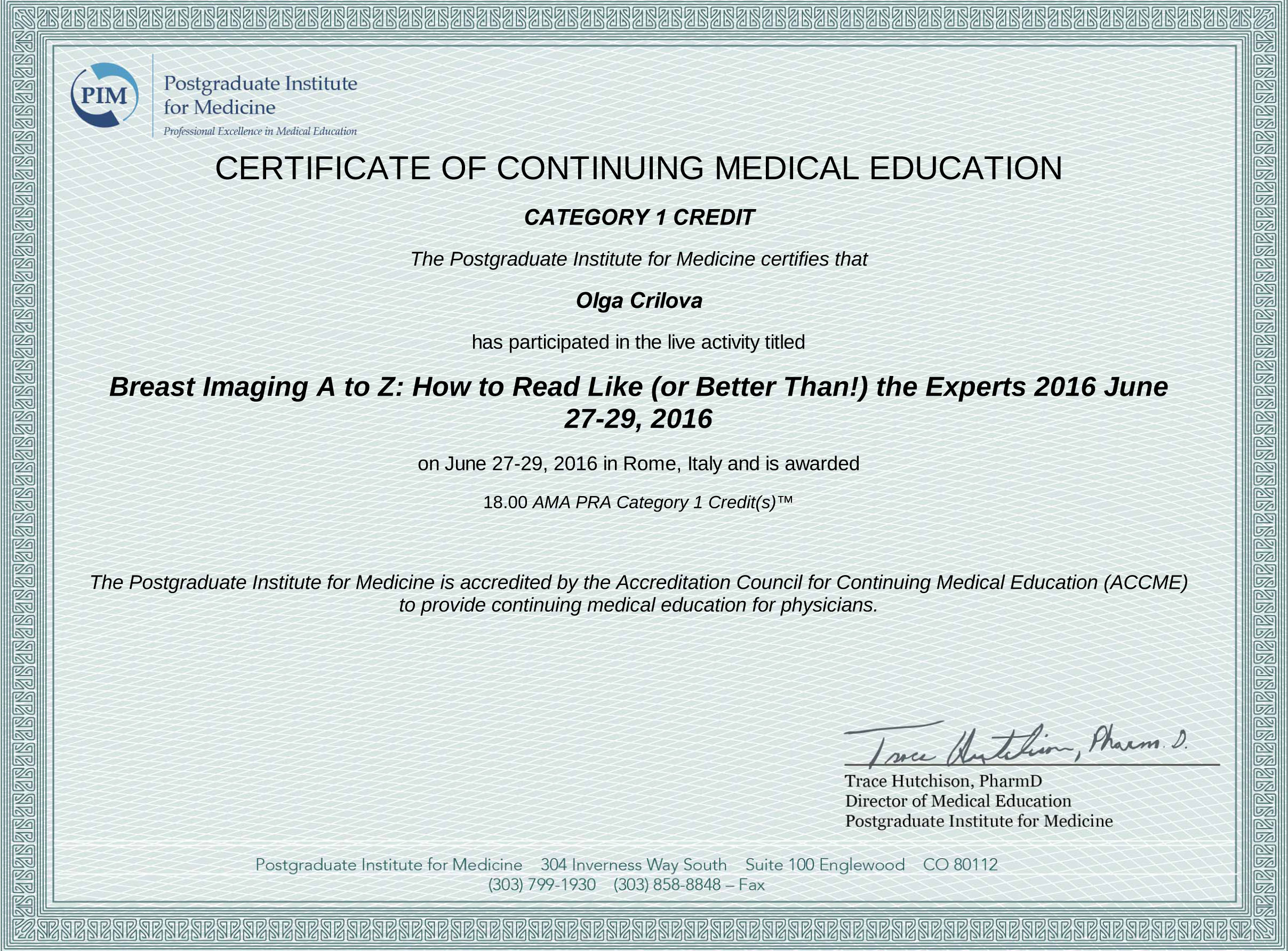 D-na Olga CRÎLOVA medic imagist-radiolog la Сursul „Breast Imaging from A to Z”